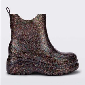Melissa Black Multicolor Glitter Platform Ankle Boots snow and rain proof
